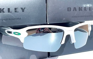 NEW Oakley FLAK 2.0 White w Green POLARIZED Galaxy Chrome Iridium Sunglass 9188 - Picture 1 of 13