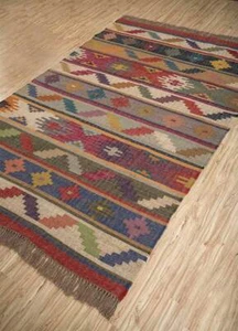 Rug Natural Handwoven Wool Jute Rug, Vintage Kilim Rug, Traditional kilim Rugs - Picture 1 of 4