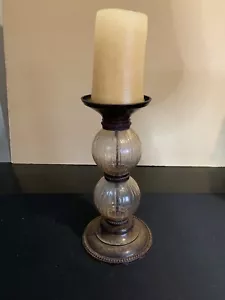 Interlude Home Inc Candle Pillar Glass Holder 2 Bulbs Brown Luxe Accent designer - Picture 1 of 6