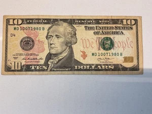 Birthday Note October 7, 1980 - $10 Series 2013  US Paper Currency - Picture 1 of 2