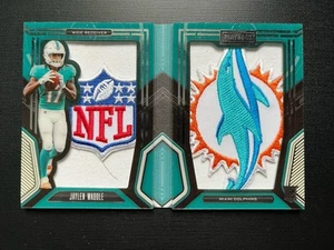 2021 Jaylen Waddle Custom Art Card Logo Patch RC Card Dolphins NFL Logo Sick ๐ฅ - Picture 1 of 5
