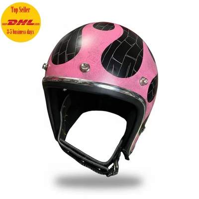 Casco de motocicleta cara abierta Slimhead TX500 pinky pátina llama grieta estilo retro Foto 1 de 3