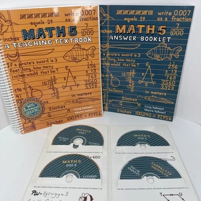 Teaching Textbook Math 5 COMPLETE SET Student Workbook Answer Booklet CD Set - Image 1 of 4