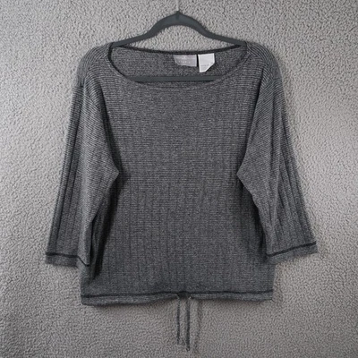 Jaclyn Smith Top Womens Medium Gray 3/4 Sleeve Wide Neck Acrylic - Image 1 of 4