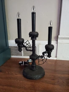 Halloween Candelabra Electric Candles Black Glitter Gothic Decor Flicker Bulbs - Picture 1 of 14