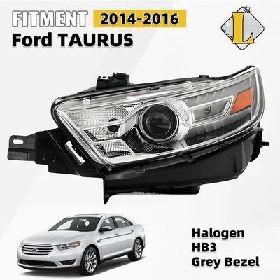 For 2014-2016 Ford Taurus Halogen Headlight w/ HB3 Bulb Gray Trim Driver Side - Image 1 of 4