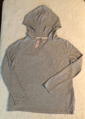 VICTORIAS SECRET Cárdigan Envolvente Sudadera con Capucha Gris Jaspeado Medio Salón Top Bolsillos Foto 1 de 4