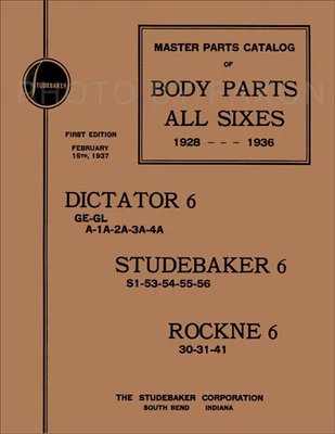 Libro de 6 partes de carrocería Studebaker 1928 1929 1930 1931 1932 1933 1934 1935 1936 catálogo Foto 1 de 4