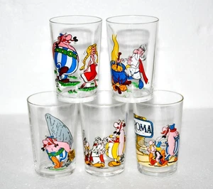ASTERIX - lot 5 anciens verres à moutarde Amora - 1968 TRES BON ETAT - Afbeelding 1 van 2