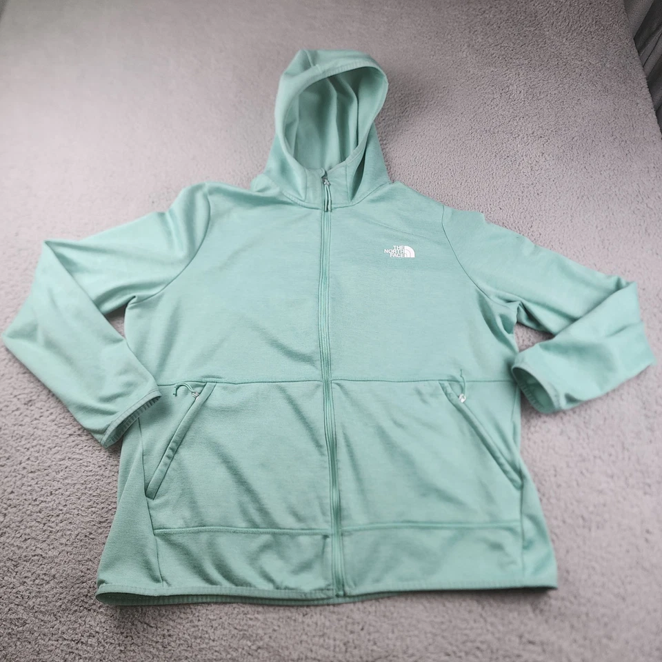 North Face Hoodie Sweatshirt Womens XXL Canyonlands Green Zip Performance Run - Image 1 of 4