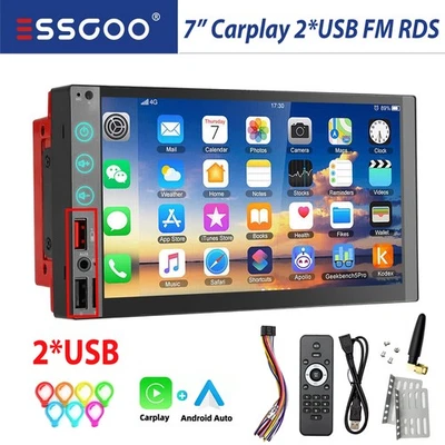 2 DIN Carplay Autoradio Mit 7" Bildschirm Wireless Android Auto RDS FM Bluetooth - Bild 1 von 4