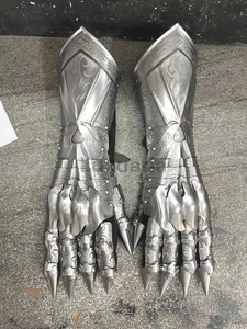 Mittelalter Nazgul Radierhandschuhe Set Mittelalter Ritter Gothic Stulpenhandschuhe Paar - Bild 1 von 6