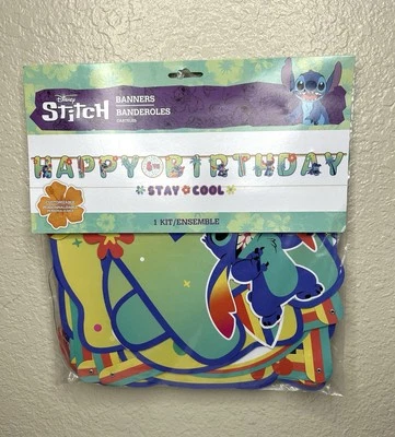 NIP Disney Stitch Birthday Party Double Banners PERSONALIZE Decoration Movie TV - Image 1 of 4