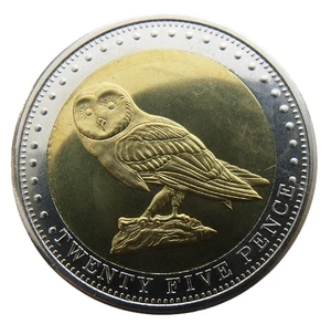 GOUGH ISLAND TRISTAN DA CUNHA 25 PENCE 2009 OWL BIMETALLIC UNC - Picture 1 of 2