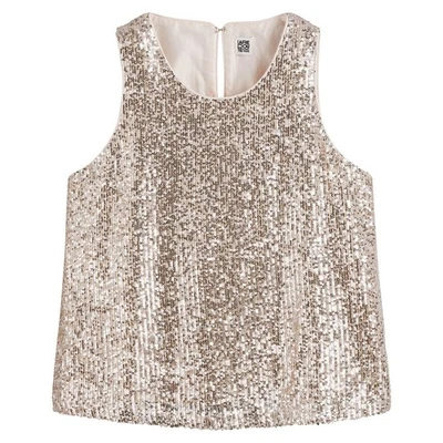 Blusa sin mangas de lentejuelas con cuello redondo La Redoute talla UK 12 forrada en oro Foto 1 de 2