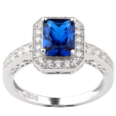 6x8 Oblong Center Stone Women Engagement Ring Real .925 Sterling Silver Size - Image 1 of 4