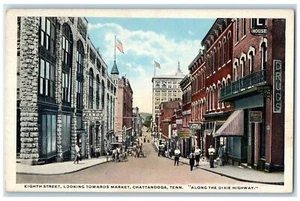 c1920's Eight Street Looking Towards Market Chattanooga Tennessee TN Postcard - Picture 1 of 2