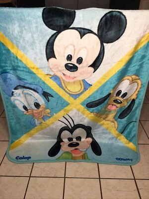 VINTAGE COLAP Disney Babies Minnie Mickey Pluto Baby Crib Blanket Plush Throw - Image 1 of 4