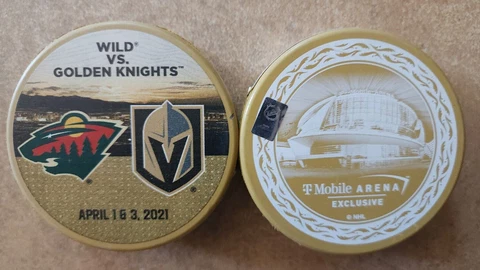 NHL Vegas Golden Knights Vs Minnesota Wild PUCK 4/1-3/21 TMobile Arena Exclusive Cover