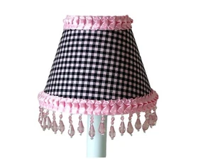 Light Pink & Black Beaded Gingham Chandelier Shades, 5" Mini Lamp Sconce Shade - Picture 1 of 1