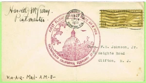 CAM 8S22 27. Februar 1933 Sacramento CA CA, United Airlines #5 - Bild 1 von 1