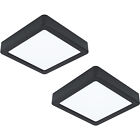 2 PACK Wall / Ceiling Light Black 160mm Square Surface Mounted 10.5W LED 4000K