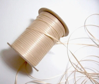 Offray Brand Tan Double-Face Satin Ribbon 1/8 inch wide x 20 yards Weddings B21 - Image 1 of 3