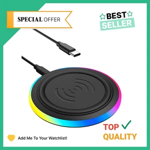 Wireless Charger Pad 15W Fast Charging Qi-Certified Iphone Android No AC Adapter - Photo 1 sur 12
