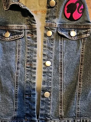 Barbie Denim Vest Girls XL 14-16 Blue Buton Up Classic Core Movie Mattel Retro - Image 1 of 4