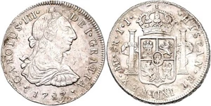 RARE & STUNNING JUMBO 1787 SPANISH COLONIAL 8 REALES from LIMA PERU VF-XF! RV XF - Picture 1 of 1