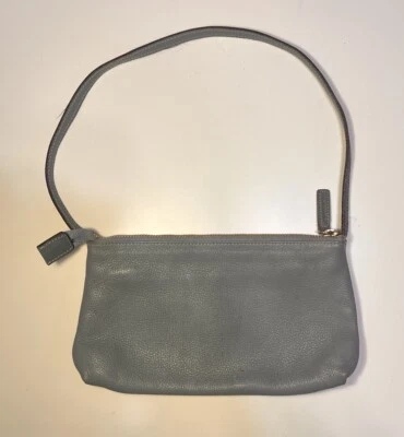 Borbonese Bag Small Gray Leather Purse Beautiful Clutch - Image 1 of 4