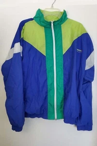 Vintage Colorblock Windbreaker Jacket Blue/Green/White/Lime by Cherokee Sports - Picture 1 of 7