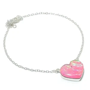 Pink Australian Triplet Opal Heart Gemstone Chain Pendant Jewelry 1.10" CP 551 - Picture 1 of 7
