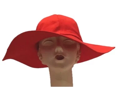 Vintage 60s 70s Betmar Tangerine Red Beach Hat Wide Brim  Canvas Floppy - Image 1 of 4