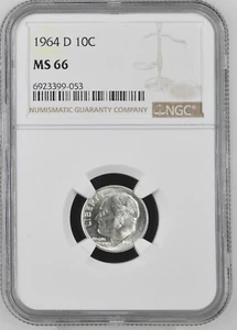 1964-D Roosevelt Dime Graded (NGC MS66) SILVER 10C US Mint DENVER - Picture 1 of 2