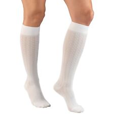 Truform Women's Trouser Socks Dress Style Cable Pattern: 15-20 mmHg L WHITE