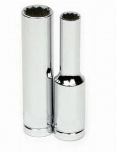 1/4" Drive Deep 12-Point Sockets, Metric, High-Polished Chrome Finish, Williams - Picture 1 of 4