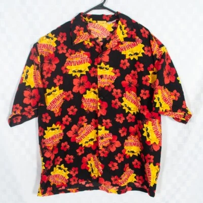 Hawaiian Tropic Mens Button Up Shirt Size L Black - Image 1 of 4