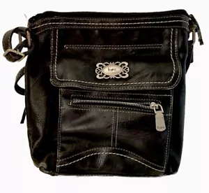 BOC Born Concept Crossbody Black Faux Leather Logo Organization Strap Pre-owned - Picture 1 of 23