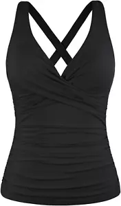 Women'S Underwire Tankini Top Tummy Control Bathing Suits Sexy V Neck Crossover  - Picture 1 of 12