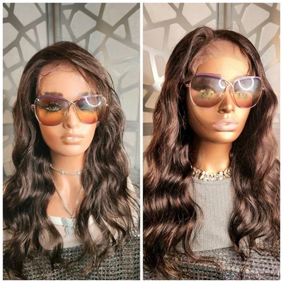 Peruca 100% cabelo humano peruca marrom ondulada peruca Virgem Remy Freepart 13x6 peruca de cabelo real - Imagem 1 de 4