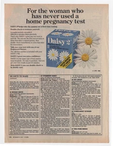 Vintage 1970er Zeitschrift Werbedruck Daisy 2 Schwangerschaftstest Familienplanung - Bild 1 von 1