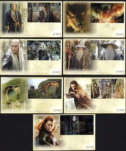 NUEVA ZELANDA 2014 El Hobbit: Cinco Ejércitos, Juego de 7 M/S en FDC - Imagen 1 de 3