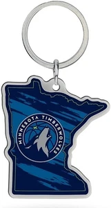 Minnesota Timberwolves Premium Metal Keychain, State Shaped, Team Color - Picture 1 of 1