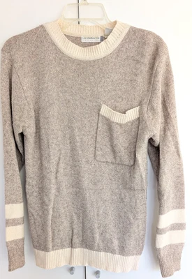 Suéter Vintage Liz Claiborne Mezcla Seda Tostado Blanco Rayas Gran Tamaño Pequeño Foto 1 de 4