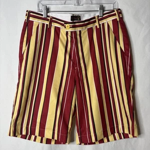 Fans Gone Wild Men Size 34 Striped Shorts USC ASU Central Michigan Yellow Red - Picture 1 of 8