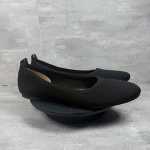 Journee Collection Damenschuhe Größe 6 schwarze Strick-Ballerinas runde Spitze Slipper - Bild 1 von 9