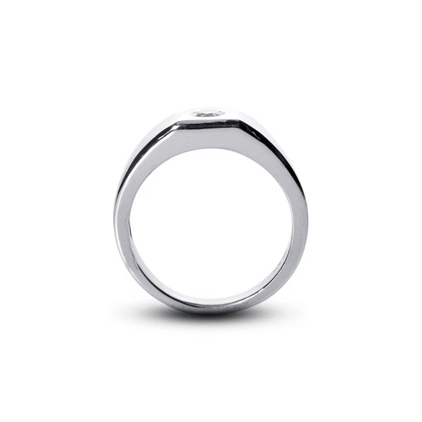 Anillo clásico para hombre de oro de 18k con diamantes certificados naturales corte redondo F Si1 de 1/4 quilate Foto 1 de 3