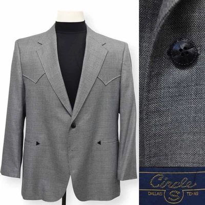 CIRCLE S Hombre Gris Sólido OCCIDENTAL Vaquero Deporte Abrigo Traje Chaqueta Blazer 50 R Foto 1 de 4