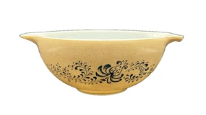 Pyrex Gehöft blau Aschenputtel Blumen auf hellbraun gesprenkelt 2,5 Quart Rührschüssel - Bild 1 von 17